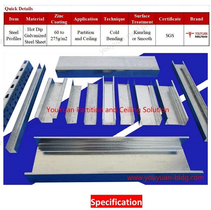 Galvanized Drywall Metal Window Wall Framing/Extruded Steel Profiles/Steel Ceiling Door Hanger Frame Price for Gypsum