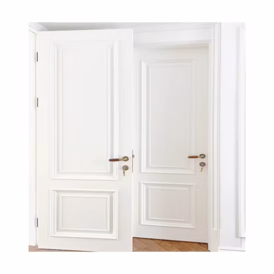Foshan portes intérieures en bois usine de gros conception simple intérieur moderne porte de chambre double en bois avec verre